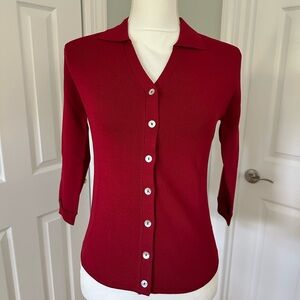 Euro-X Women’s Red Button-Up Knit Top - Size Medium